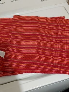 Red and Orange Striped Woven Placemat Set